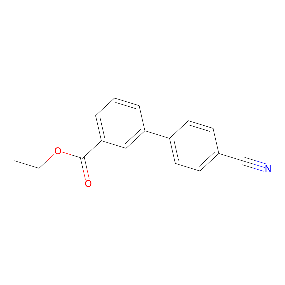 Ethyl 4'-cyanobiphenyl-3-carboxylate molecular structure, CAS 131379-34-5
