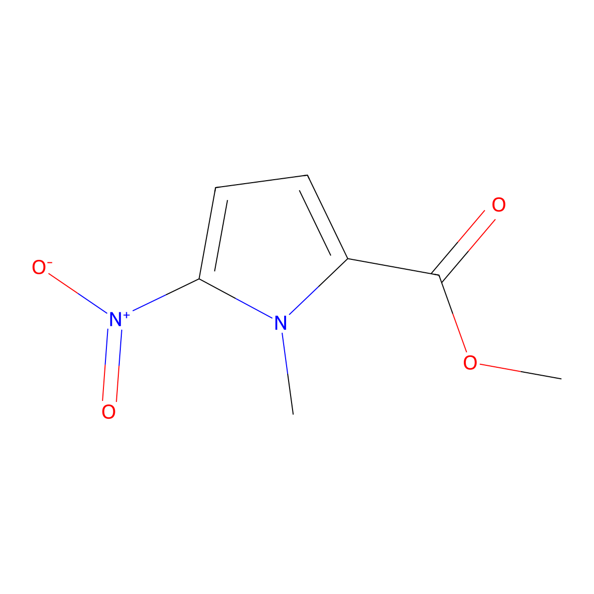 Methyl 1-methyl-5-nitro-1H-pyrrole-2-carboxylate molecular structure, CAS 13138-75-5