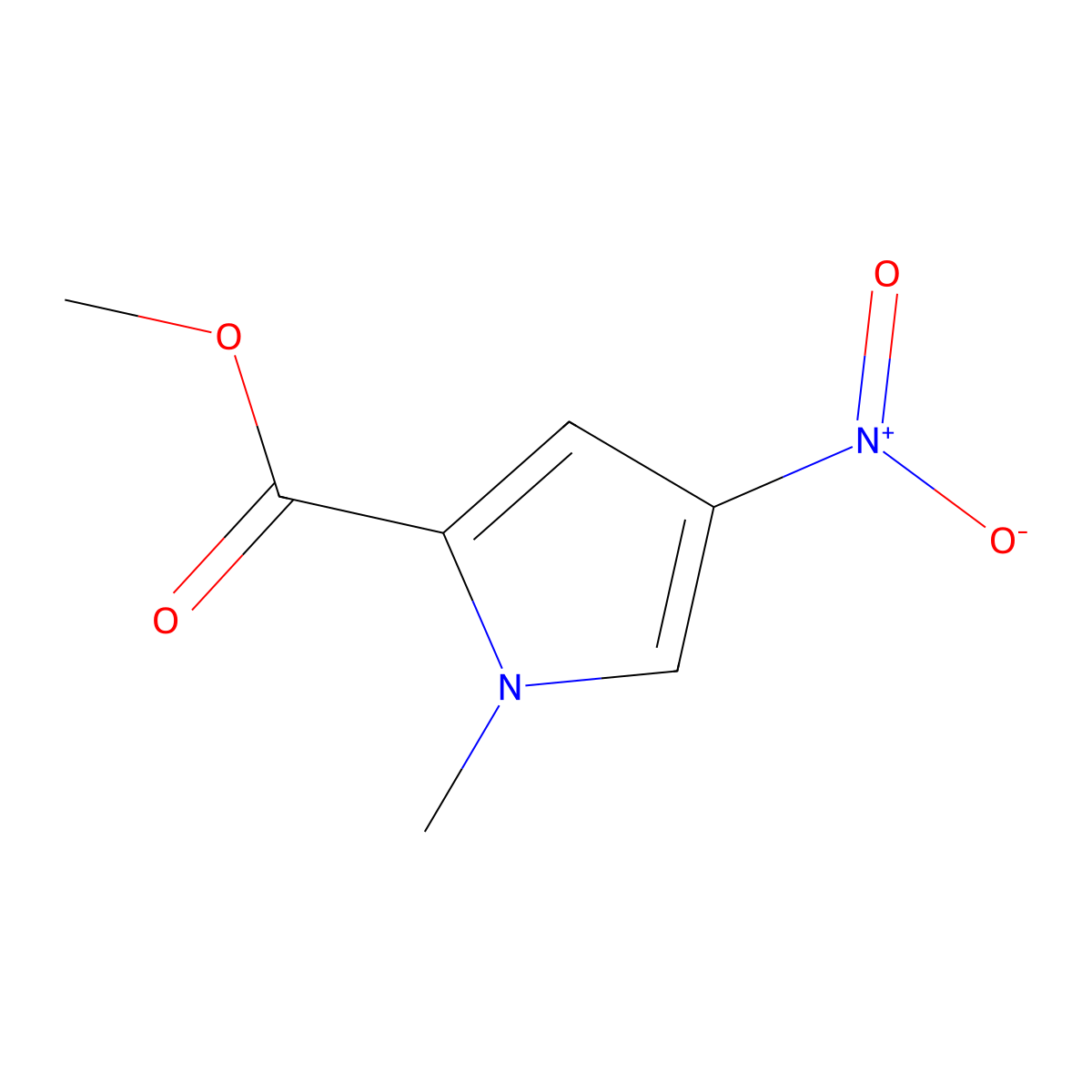 Methyl 1-methyl-4-nitro-1H-pyrrole-2-carboxylate molecular structure, CAS 13138-76-6