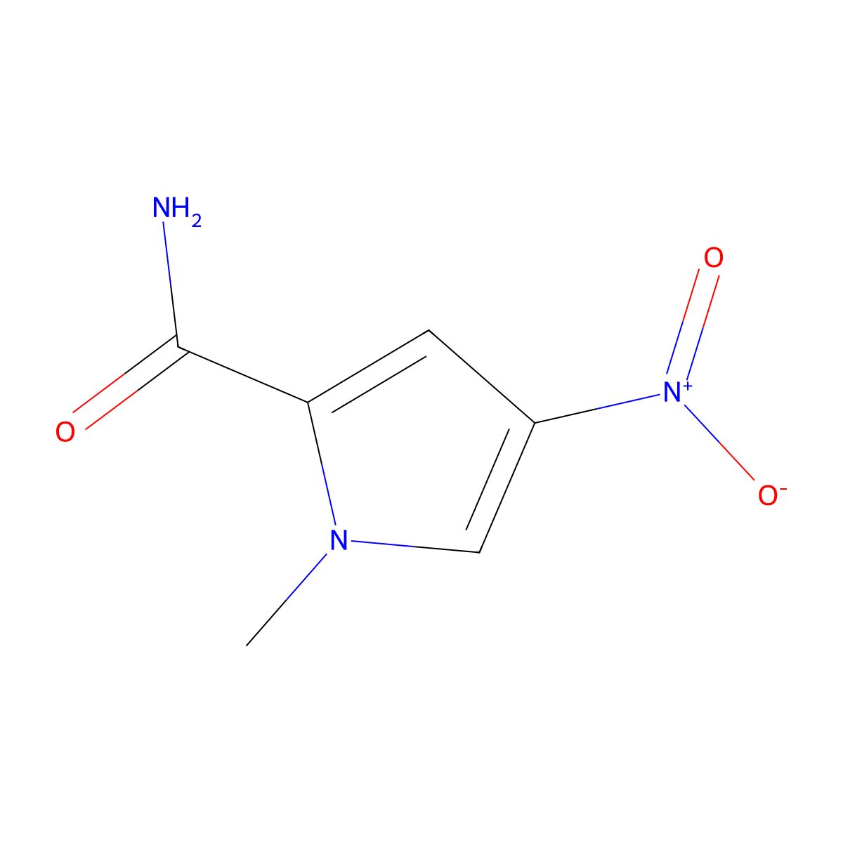 1-methyl-4-nitro-1H-pyrrole-2-carboxamide molecular structure, CAS 13138-77-7
