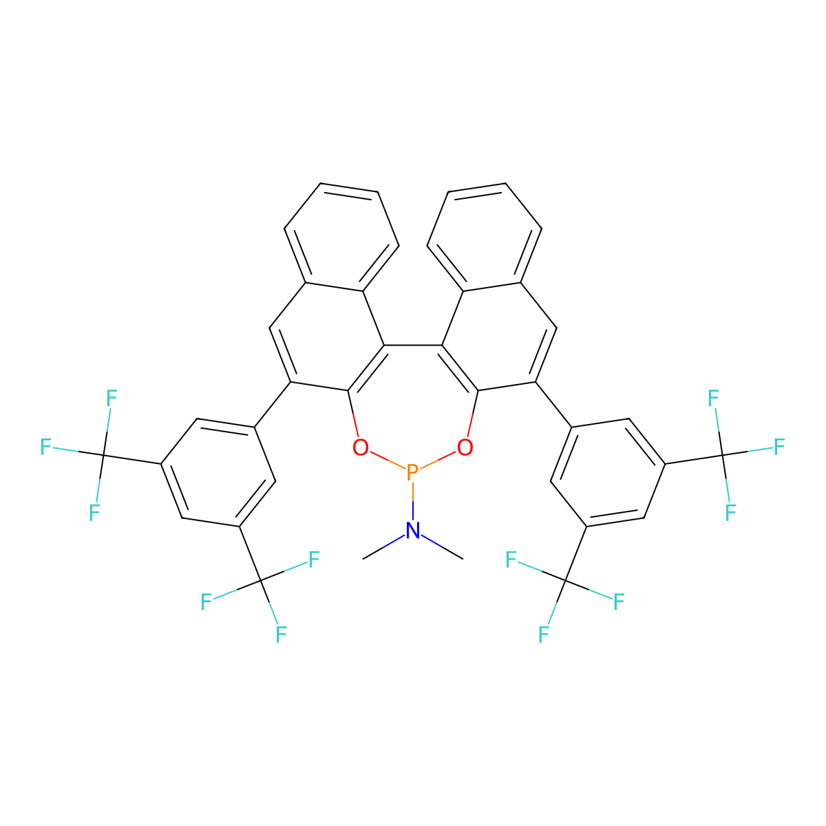 (11bS)-2,6-Bis(3,5-bis(trifluoromethyl)phenyl)-N,N-dimethyldinaphtho[2,1-d:1',2'-f][1,3,2]dioxaphosphepin-4-amine molecular structure, CAS 1313812-66-6