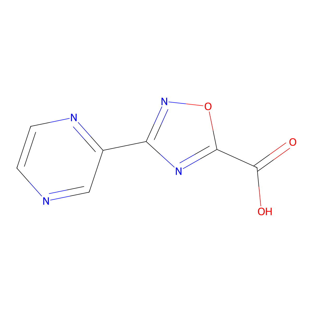 3-Pyrazin-2-yl-1,2,4-oxadiazole-5-carboxylic acid molecular structure, CAS 1313815-37-0