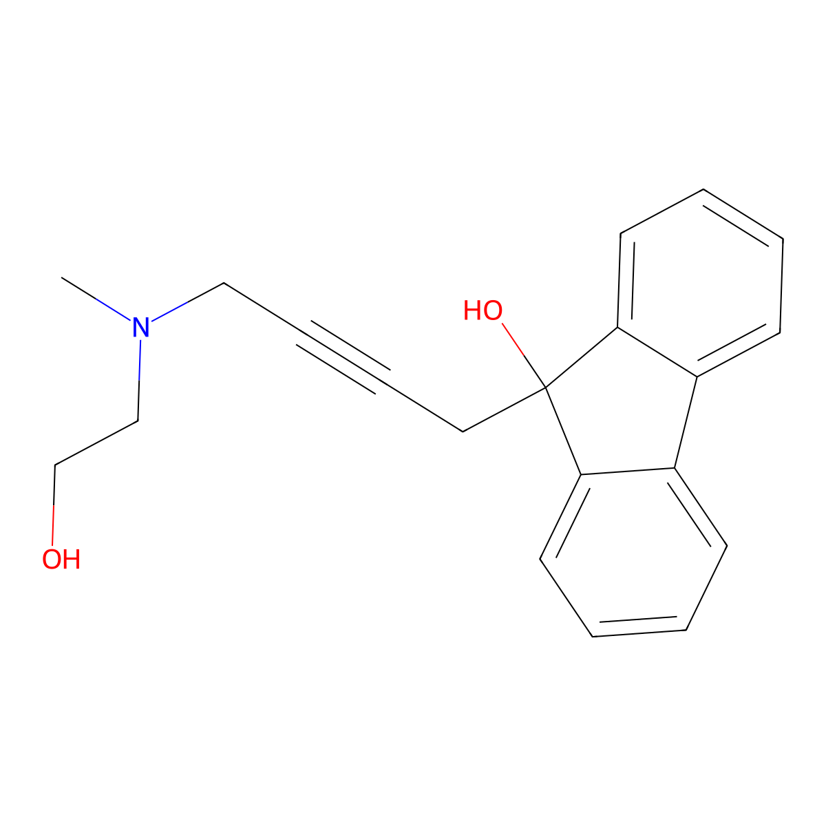 9-{4-[(2-hydroxyethyl)(methyl)amino]-2-butynyl}-9H-fluoren-9-ol molecular structure, CAS 1313824-35-9