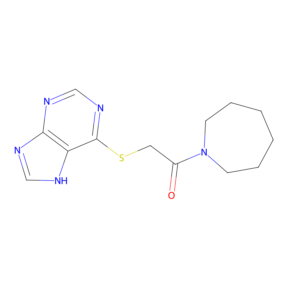 1-(azepan-1-yl)-2-(9H-purin-6-ylsulfanyl)ethanone molecular structure, CAS 1313836-26-8