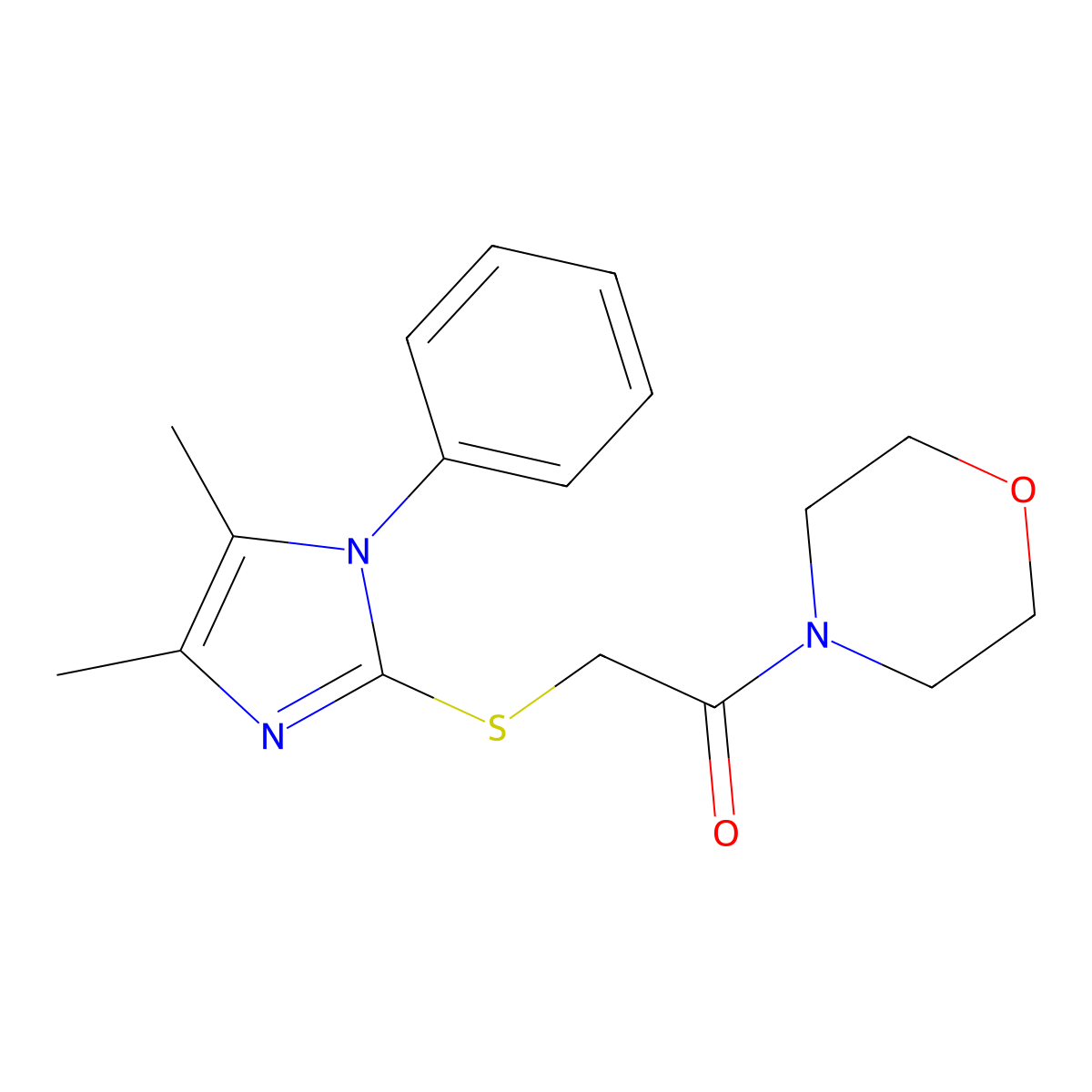 2-[(4,5-dimethyl-1-phenyl-1H-imidazol-2-yl)sulfanyl]-1-(morpholin-4-yl)ethanone molecular structure, CAS 1313841-45-0