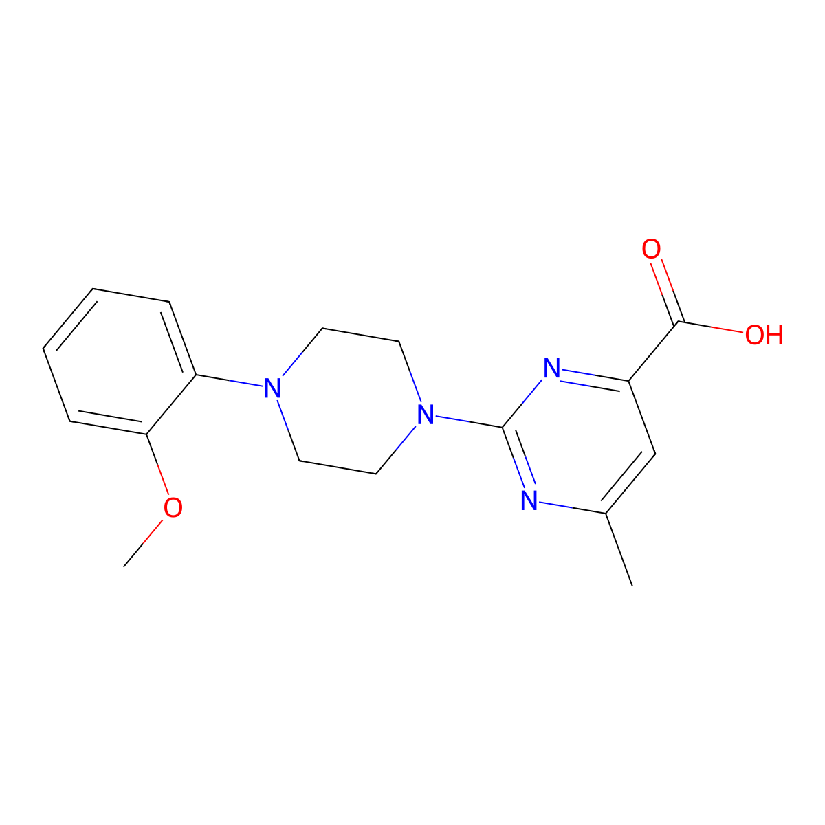 2-(4-(2-Methoxyphenyl)piperazin-1-yl)-6-methylpyrimidine-4-carboxylic acid molecular structure, CAS 1313847-02-7