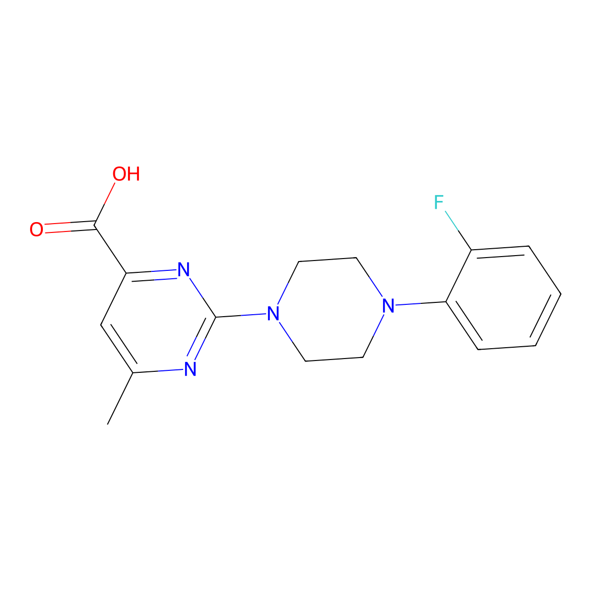 2-(4-(2-Fluorophenyl)piperazin-1-yl)-6-methylpyrimidine-4-carboxylic acid molecular structure, CAS 1313848-67-7
