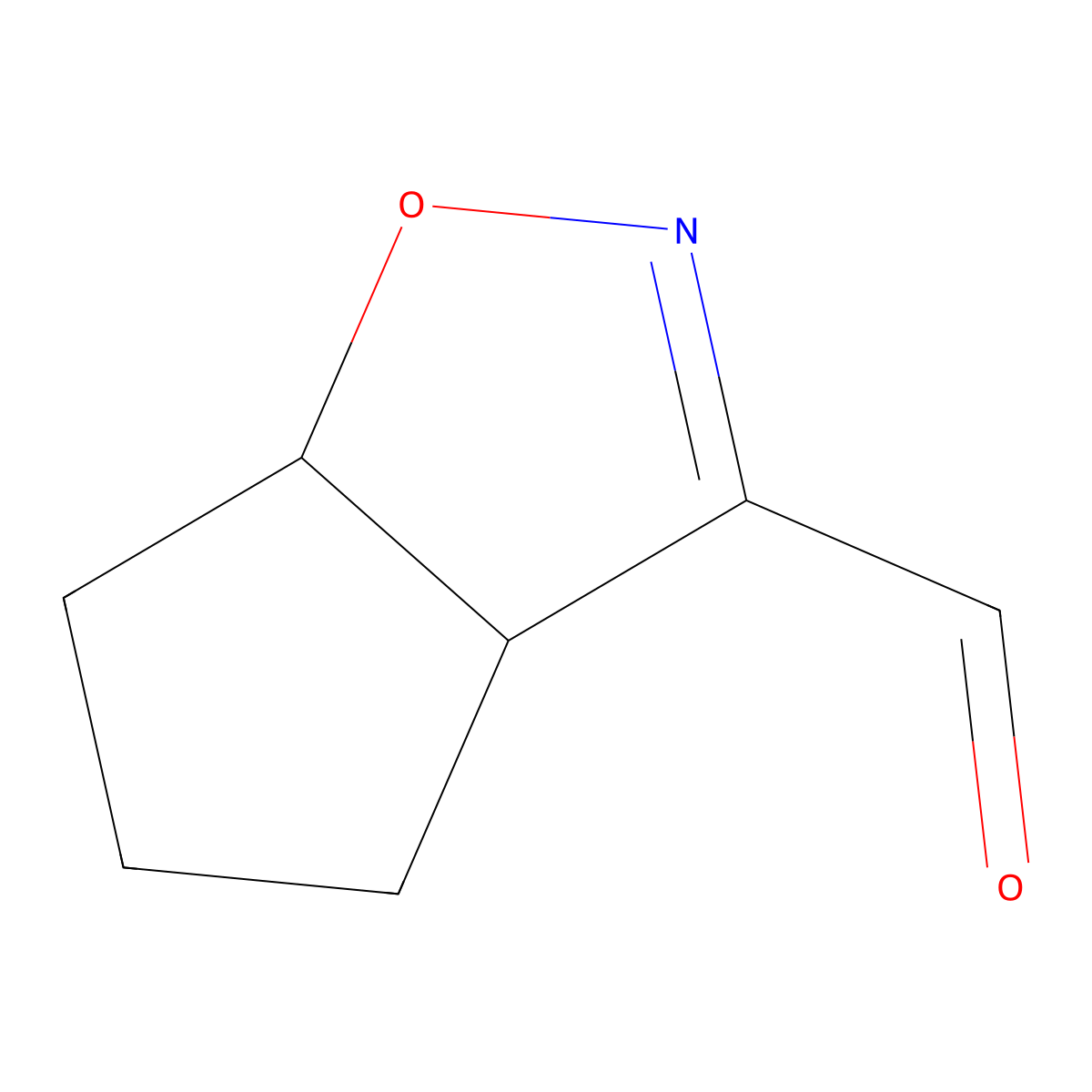 rac-(3aR,6aR)-3aH,4H,5H,6H,6aH-cyclopenta[d][1,2]oxazole-3-carbaldehyde, cis molecular structure, CAS 131385-21-2