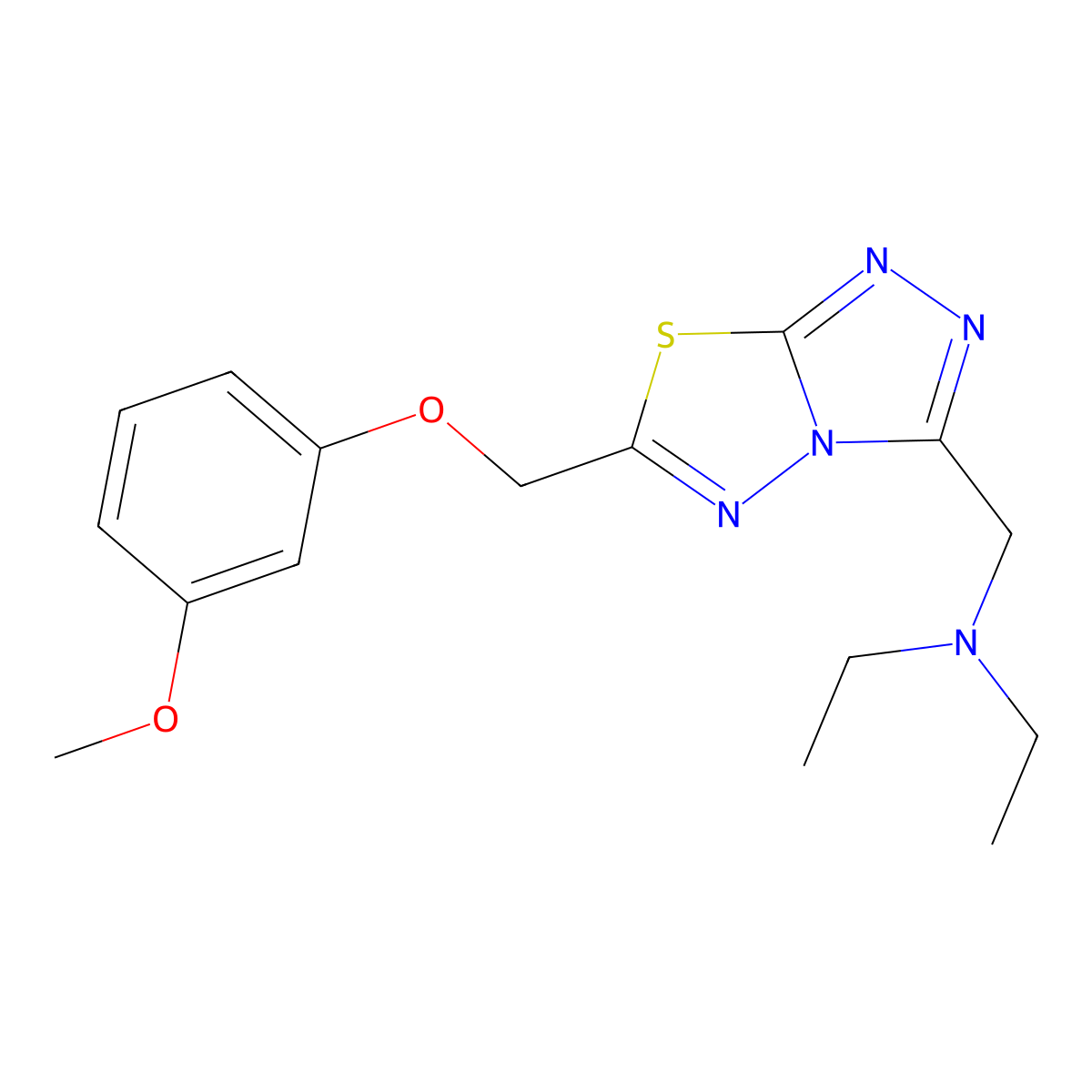 N,N-diethyl-N-({6-[(3-methoxyphenoxy)methyl][1,2,4]triazolo[3,4-b][1,3,4]thiadiazol-3-yl}methyl)amine molecular structure, CAS 1313850-72-4