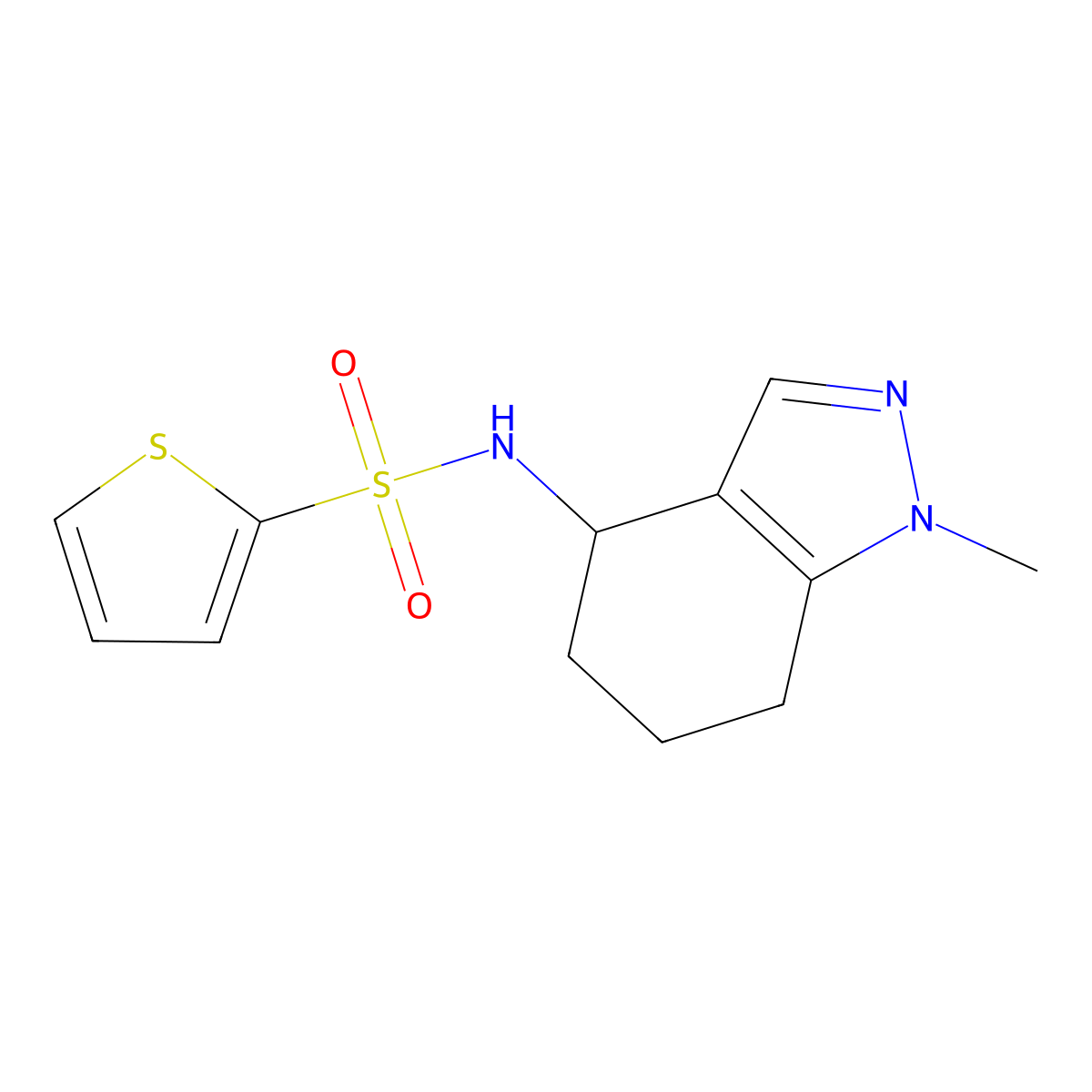 2-Thiophenesulfonamide, N-(4,5,6,7-tetrahydro-1-methyl-1H-indazol-4-yl)- molecular structure, CAS 1313855-67-2