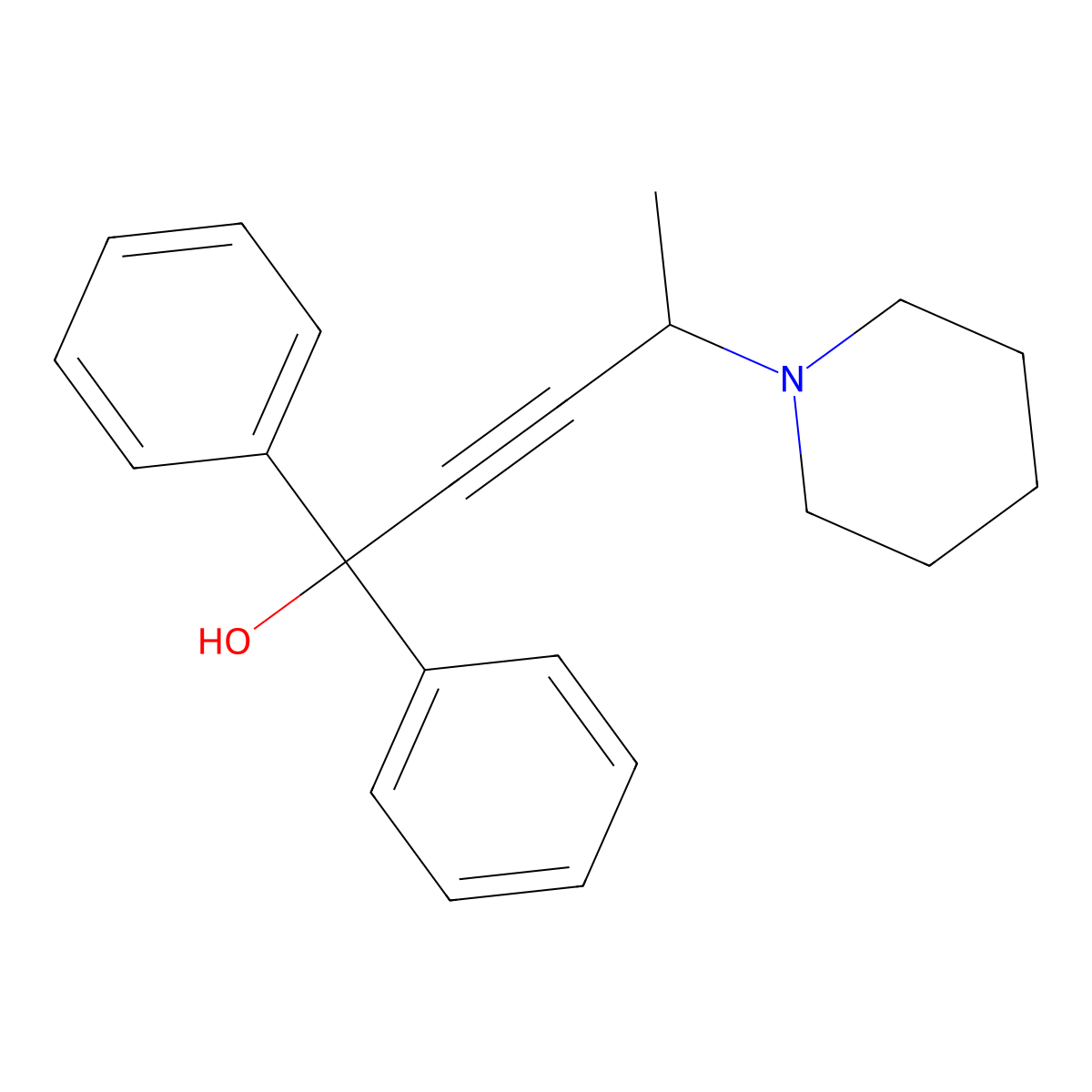 1,1-Diphenyl-4-(piperidin-1-yl)pent-2-yn-1-ol molecular structure, CAS 1313856-14-2