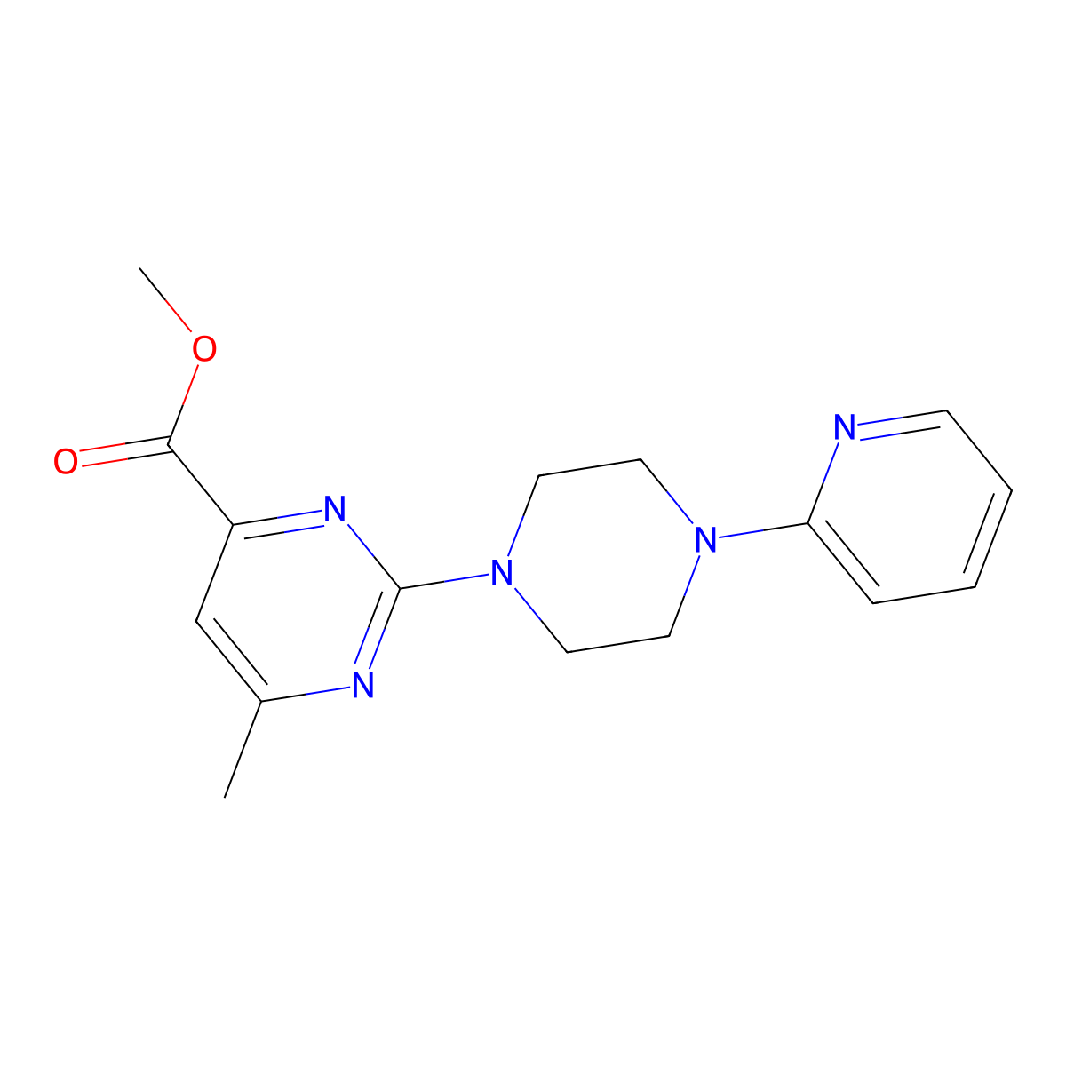 Methyl 6-methyl-2-(4-(pyridin-2-yl)piperazin-1-yl)pyrimidine-4-carboxylate molecular structure, CAS 1313857-48-5