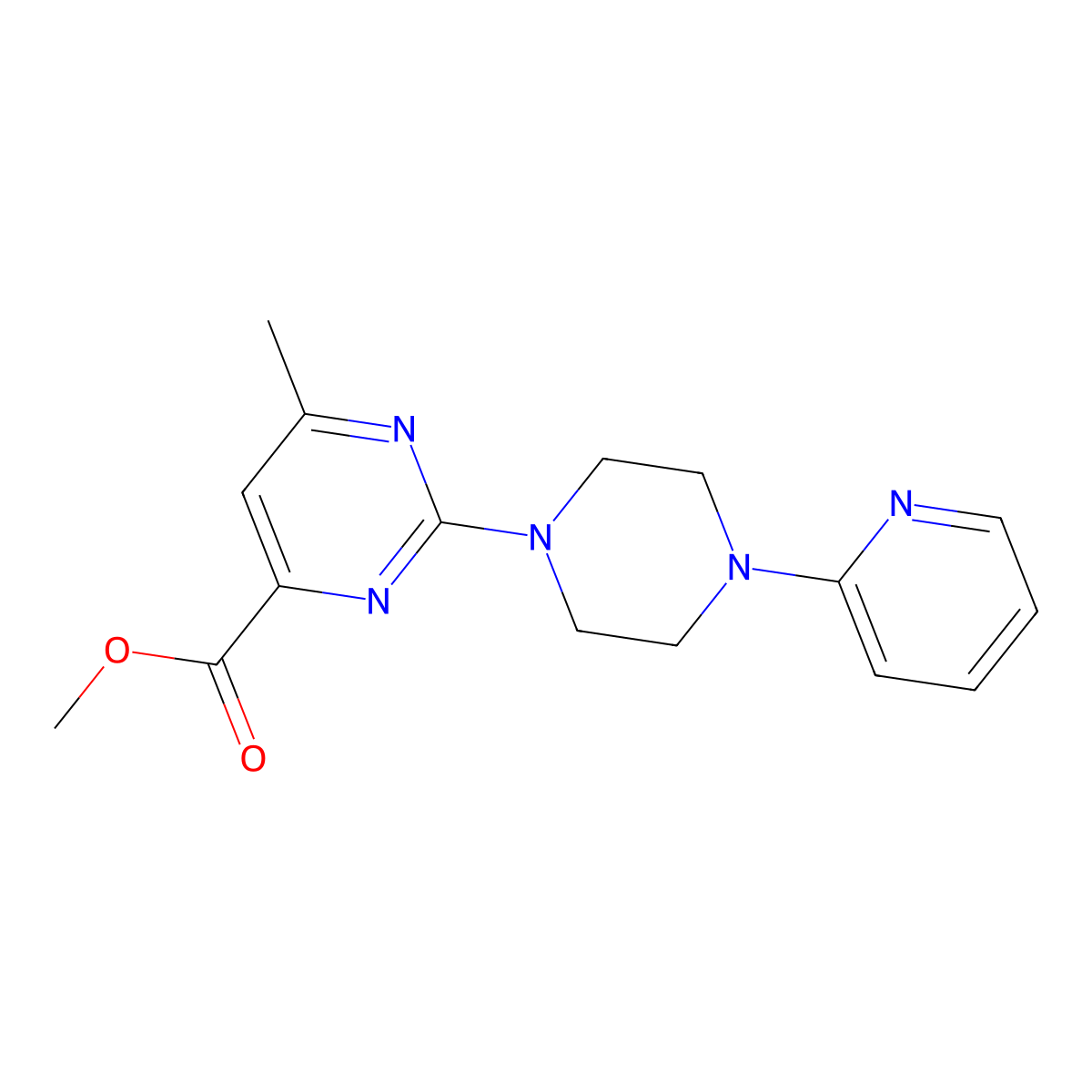 Methyl 6-methyl-2-(4-(pyridin-2-yl)piperazin-1-yl)pyrimidine-4-carboxylate molecular structure, CAS 1313857-48-5