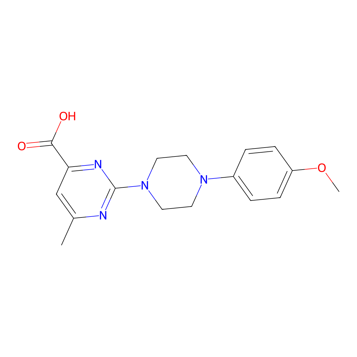2-(4-(4-Methoxyphenyl)piperazin-1-yl)-6-methylpyrimidine-4-carboxylic acid molecular structure, CAS 1313857-54-3