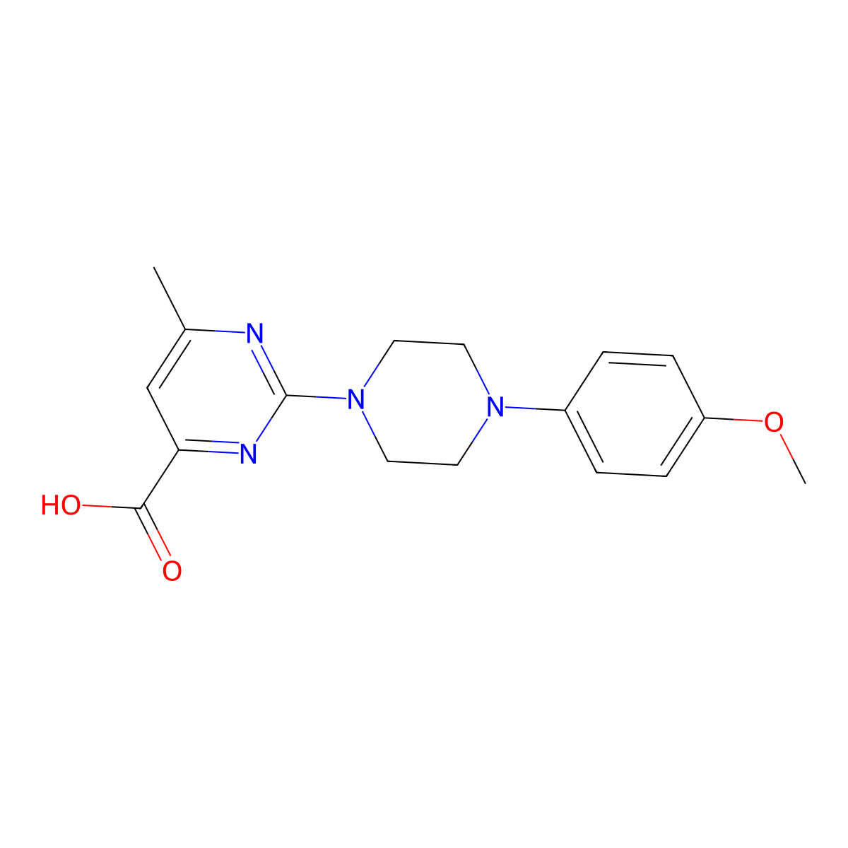 2-(4-(4-Methoxyphenyl)piperazin-1-yl)-6-methylpyrimidine-4-carboxylic acid molecular structure, CAS 1313857-54-3