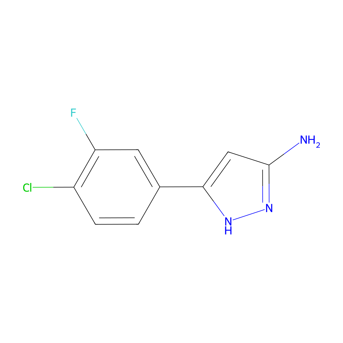 3-(4-Chloro-3-fluorophenyl)-1H-pyrazol-5-amine molecular structure, CAS 1313910-83-6