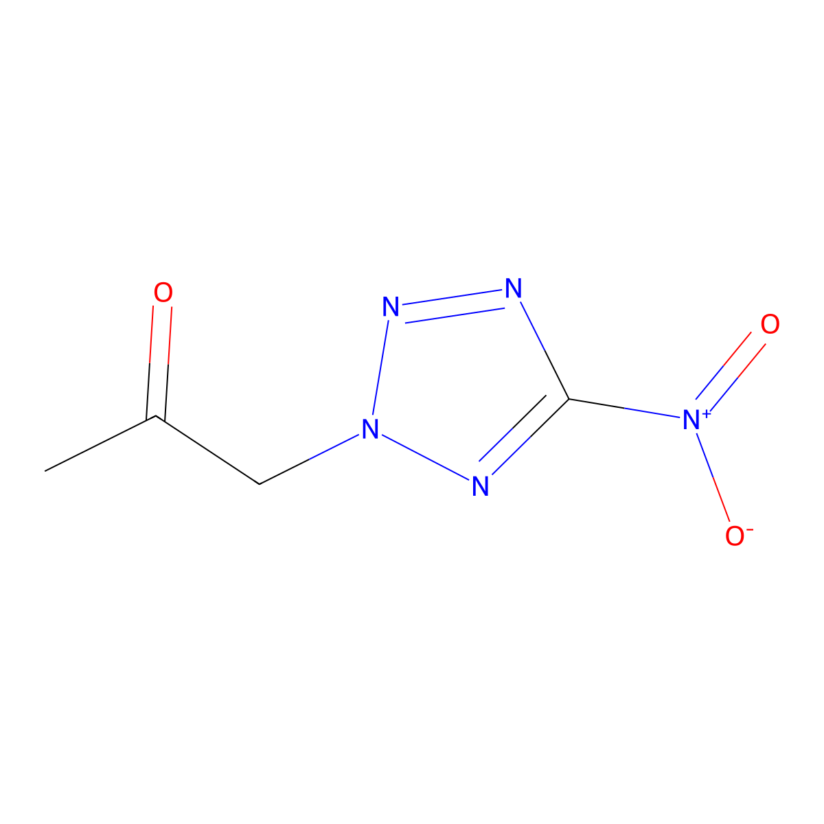 2-Propanone, 1-(5-nitro-2H-tetrazol-2-yl)- molecular structure, CAS 131394-19-9