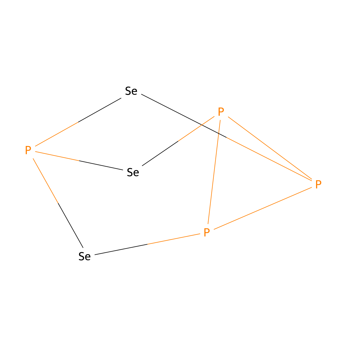 Tetraphosphorous triselenide molecular structure, CAS 1314-86-9