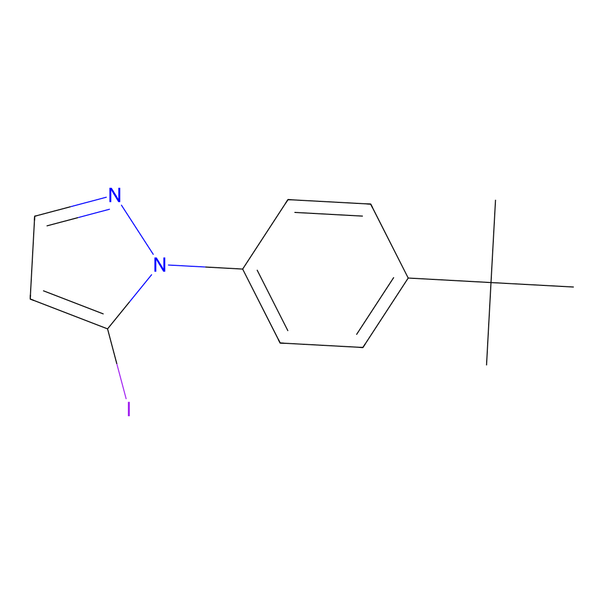 1-(4-(tert-Butyl)phenyl)-5-iodo-1H-pyrazole molecular structure, CAS 1314002-49-7