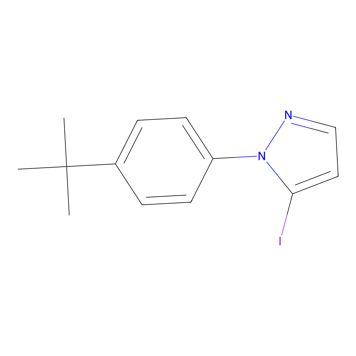 1-(4-(tert-Butyl)phenyl)-5-iodo-1H-pyrazole molecular structure, CAS 1314002-49-7