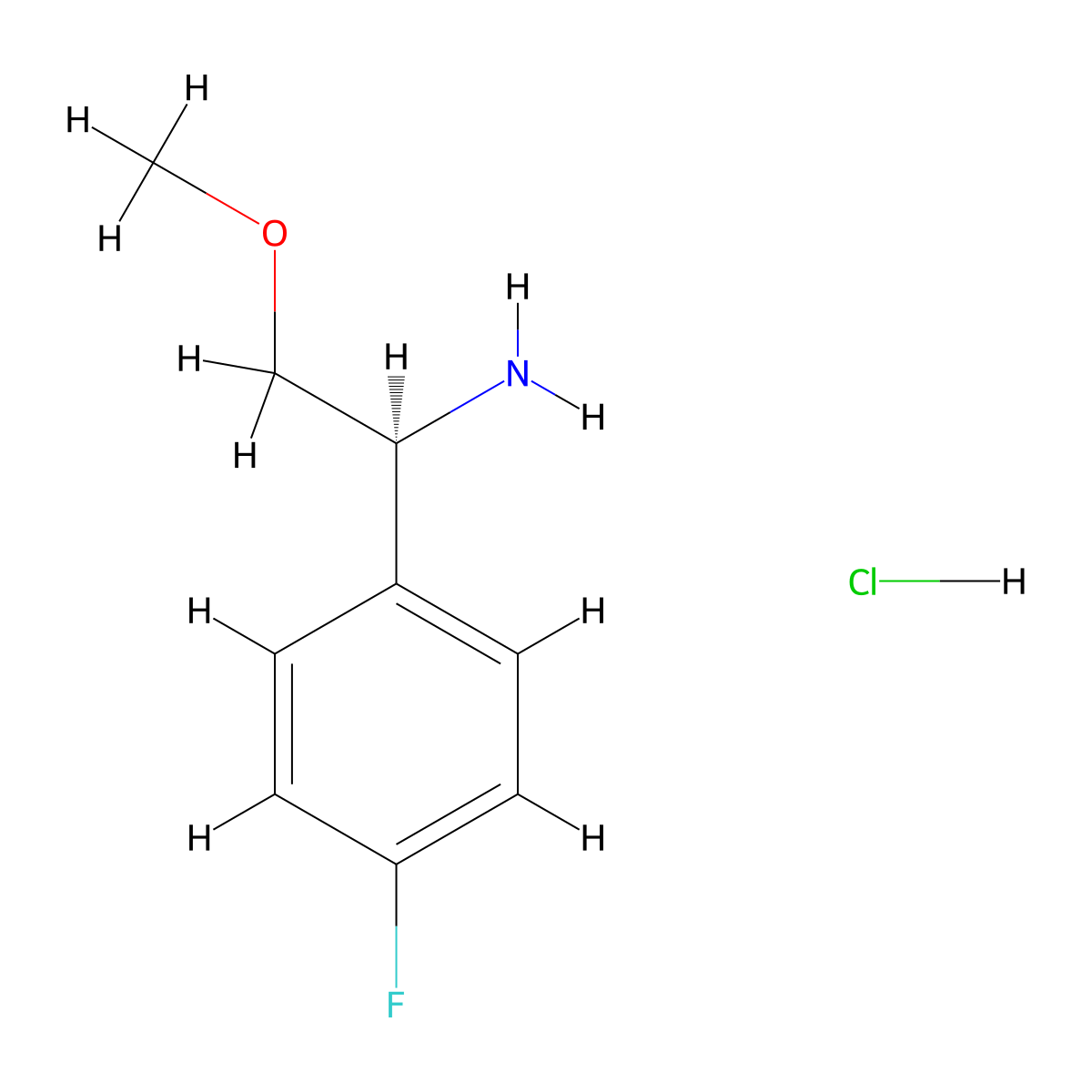 (S)-1-(4-fluorophenyl)-2-methoxyethan-1-amine hydrochloride molecular structure, CAS 1314032-47-7