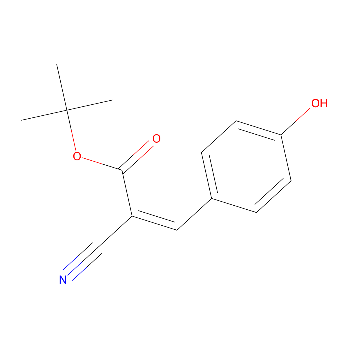 Tert-butyl 2-cyano-3-(4-hydroxyphenyl)prop-2-enoate molecular structure, CAS 1314039-21-8