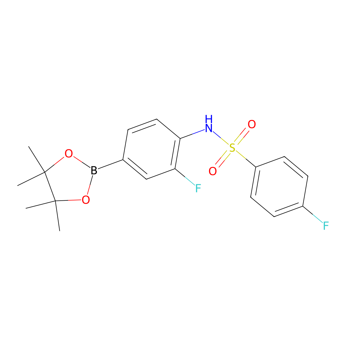 4-fluoro-N-(2-fluoro-4-(4,4,5,5-tetramethyl-1,3,2-dioxaborolan-2-yl)phenyl)benzenesulfonamide molecular structure, CAS 1314069-46-9