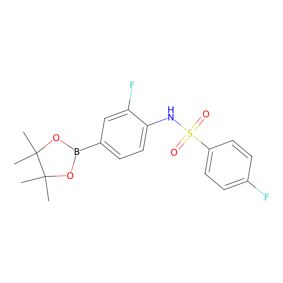 4-fluoro-N-(2-fluoro-4-(4,4,5,5-tetramethyl-1,3,2-dioxaborolan-2-yl)phenyl)benzenesulfonamide molecular structure, CAS 1314069-46-9