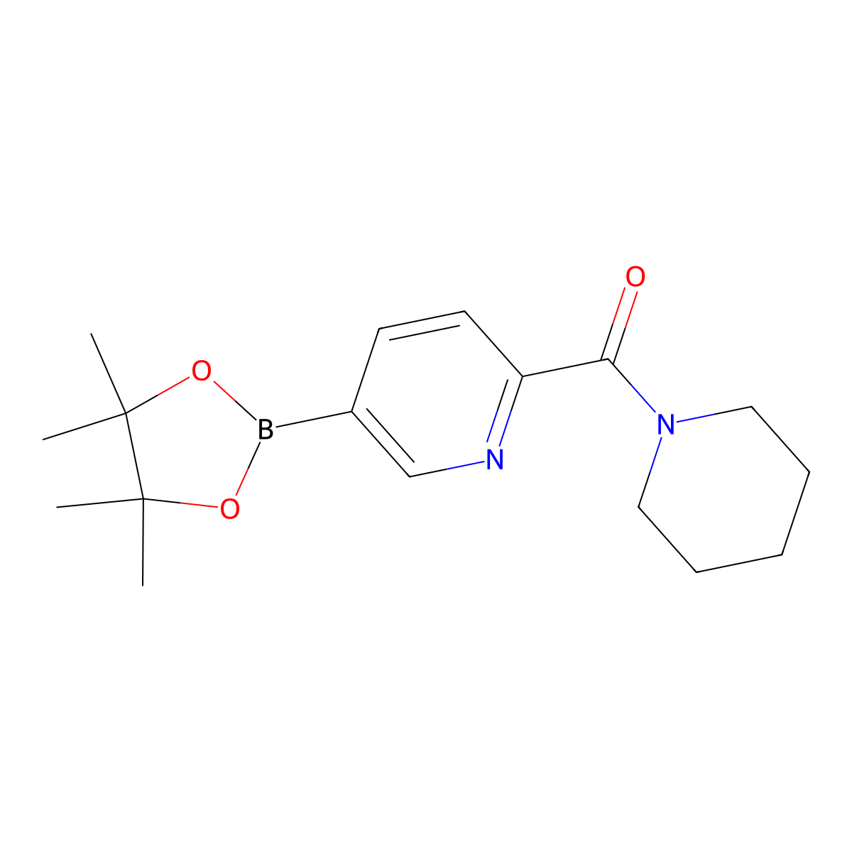 Piperidin-1-yl(5-(4,4,5,5-tetramethyl-1,3,2-dioxaborolan-2-yl)pyridin-2-yl)methanone molecular structure, CAS 1314080-45-9