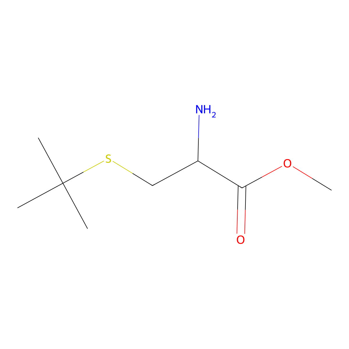 methyl (2S)-2-amino-3-(tert-butylsulfanyl)propanoate molecular structure, CAS 1314098-29-7
