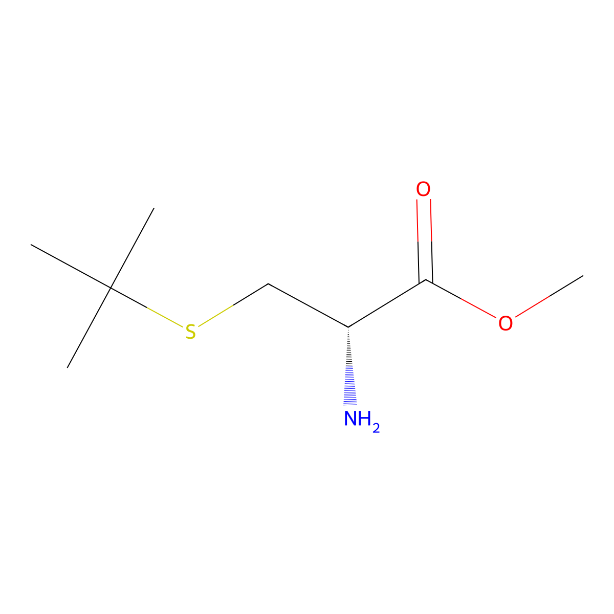 methyl (2S)-2-amino-3-(tert-butylsulfanyl)propanoate molecular structure, CAS 1314098-29-7