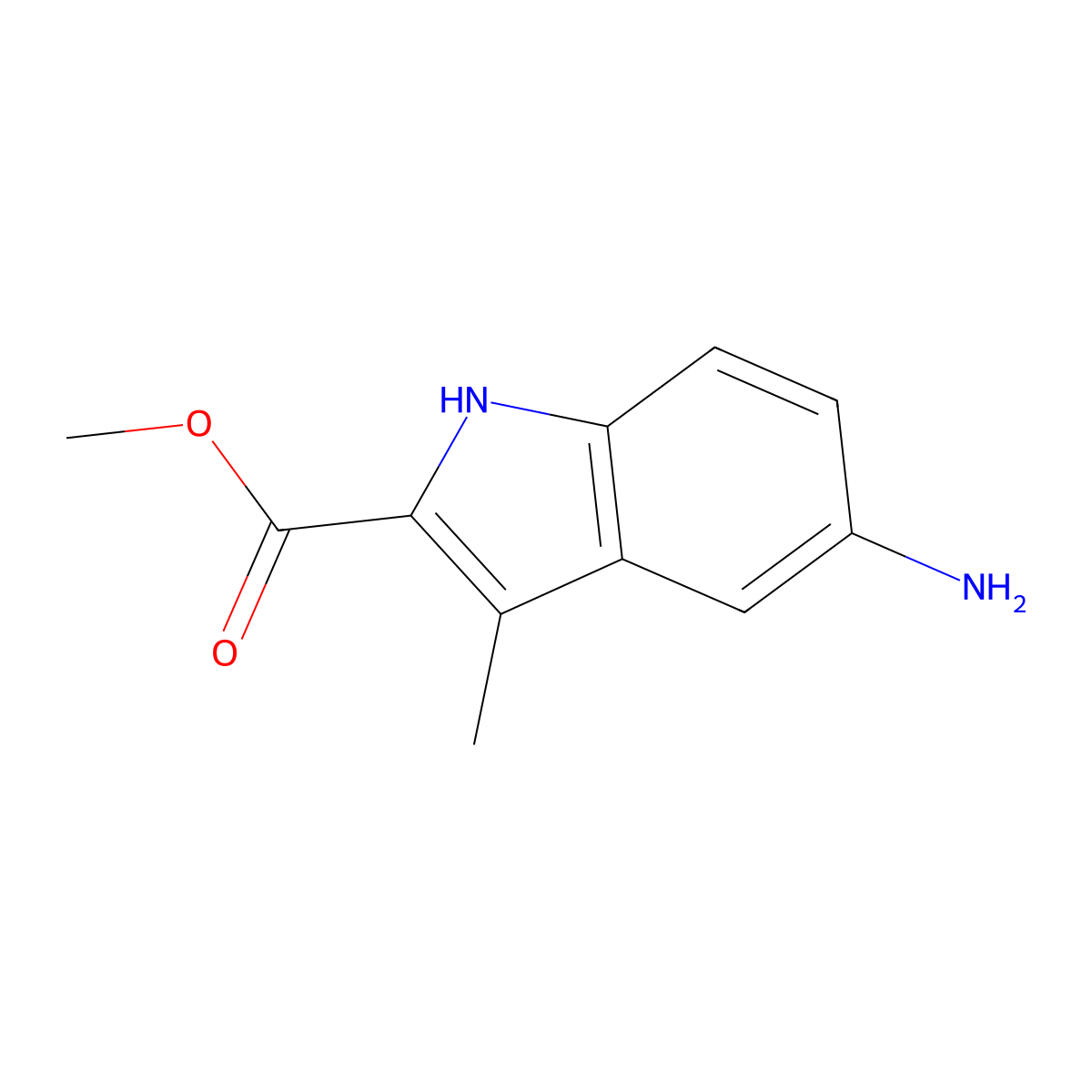 methyl 5-amino-3-methyl-1H-indole-2-carboxylate molecular structure, CAS 1314128-11-4