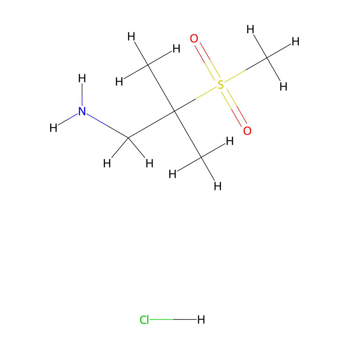 2-Methanesulfonyl-2-methylpropan-1-amine hydrochloride molecular structure, CAS 1314129-42-4