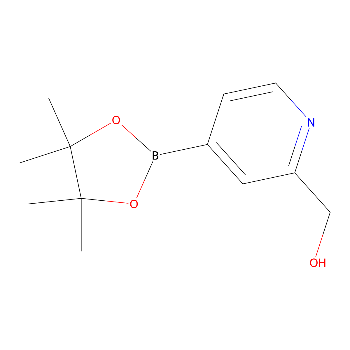 (4-(4,4,5,5-Tetramethyl-1,3,2-dioxaborolan-2-yl)pyridin-2-yl)methanol molecular structure, CAS 1314135-84-6