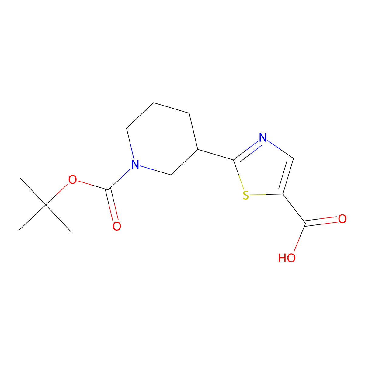 2-{1-[(Tert-butoxy)carbonyl]piperidin-3-yl}-1,3-thiazole-5-carboxylic acid molecular structure, CAS 1314137-88-6