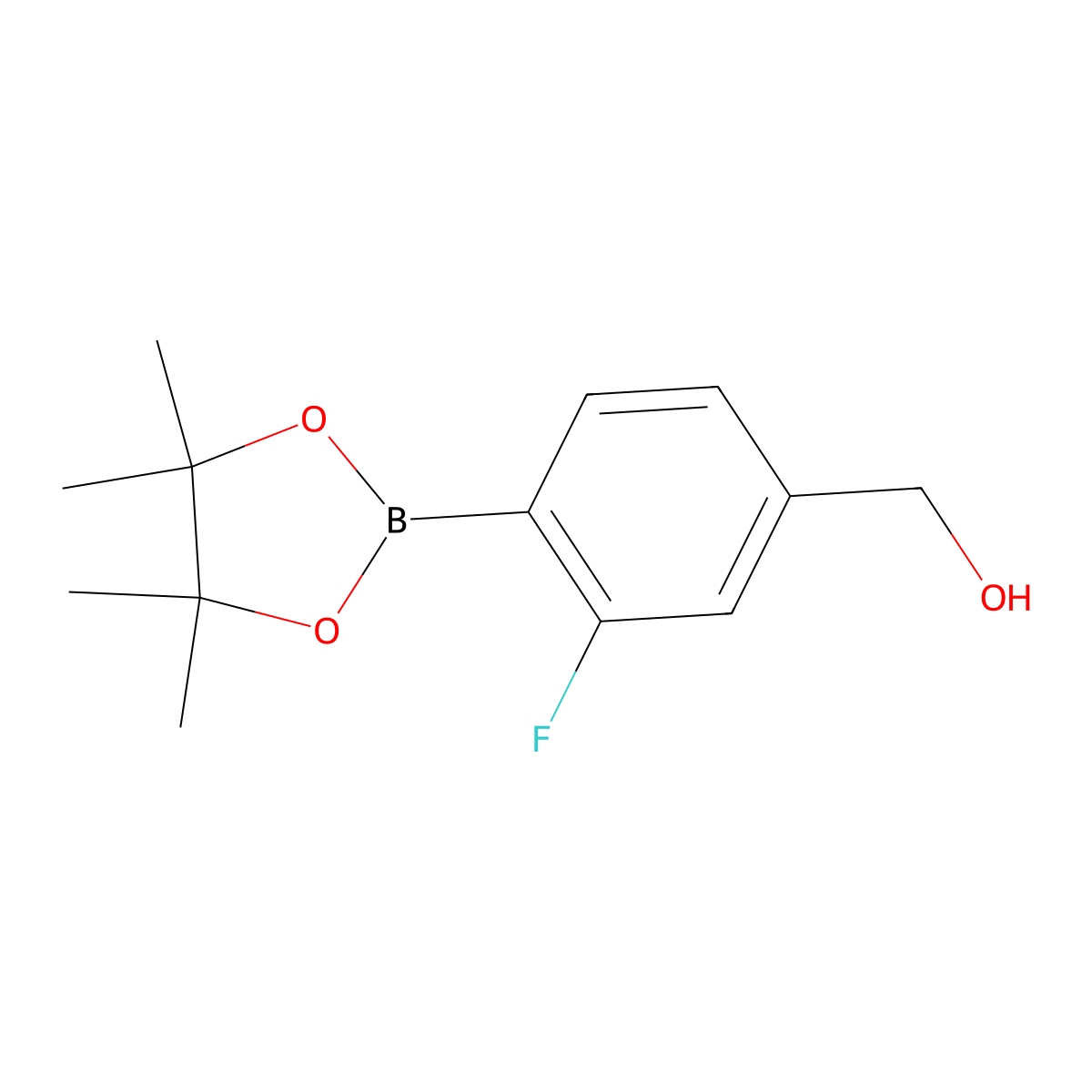 (3-Fluoro-4-(4,4,5,5-tetramethyl-1,3,2-dioxaborolan-2-yl)phenyl)methanol molecular structure, CAS 1314141-37-1