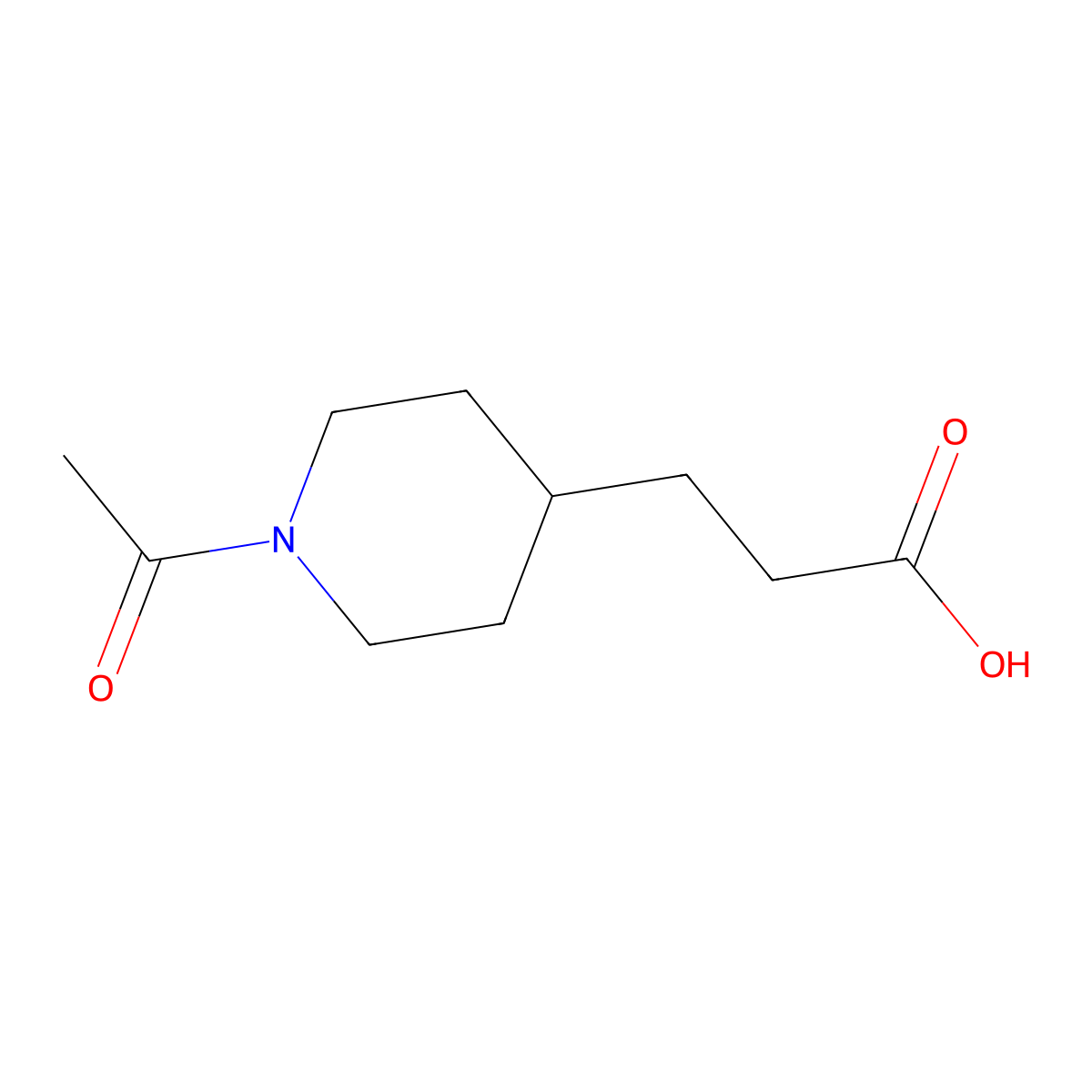 3-(1-Acetylpiperidin-4-yl)propanoic acid molecular structure, CAS 131417-49-7
