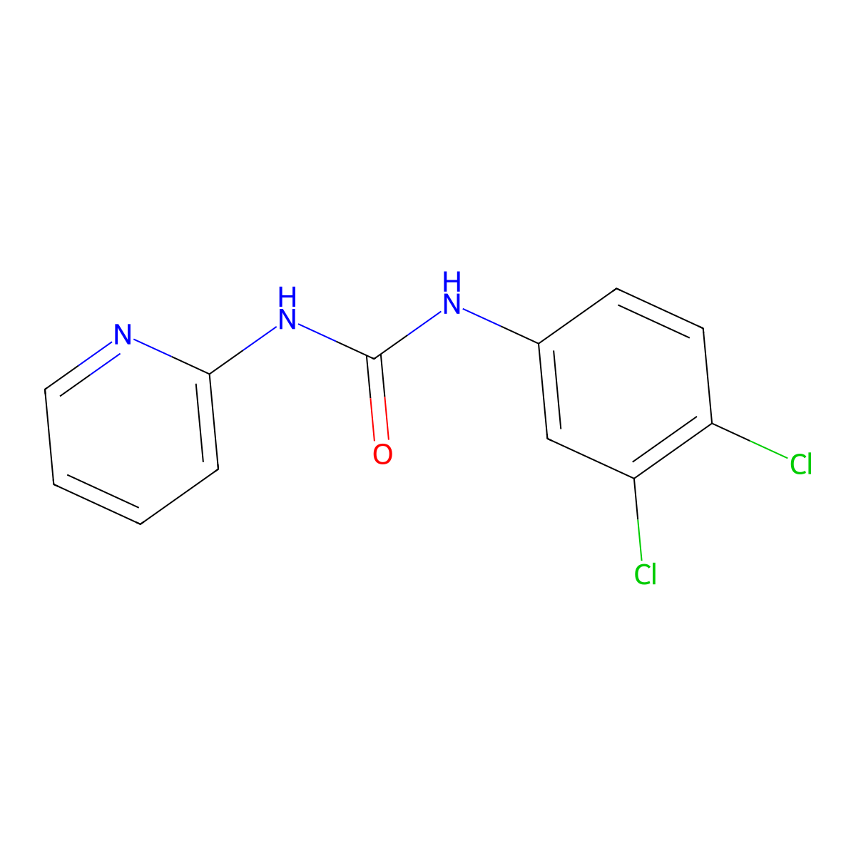 1-(3,4-Dichlorophenyl)-3-(2-pyridyl)urea molecular structure, CAS 13142-49-9