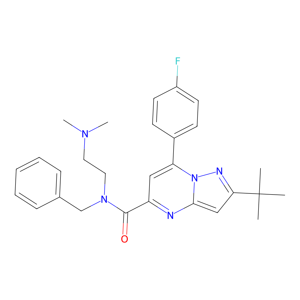 N-[2-(Dimethylamino)ethyl]-2-(1,1-dimethylethyl)-7-(4-fluorophenyl)-N-(phenylmethyl)-pyrazolo[1,5-a]pyrimidine-5-carboxamide molecular structure, CAS 1314206-29-5