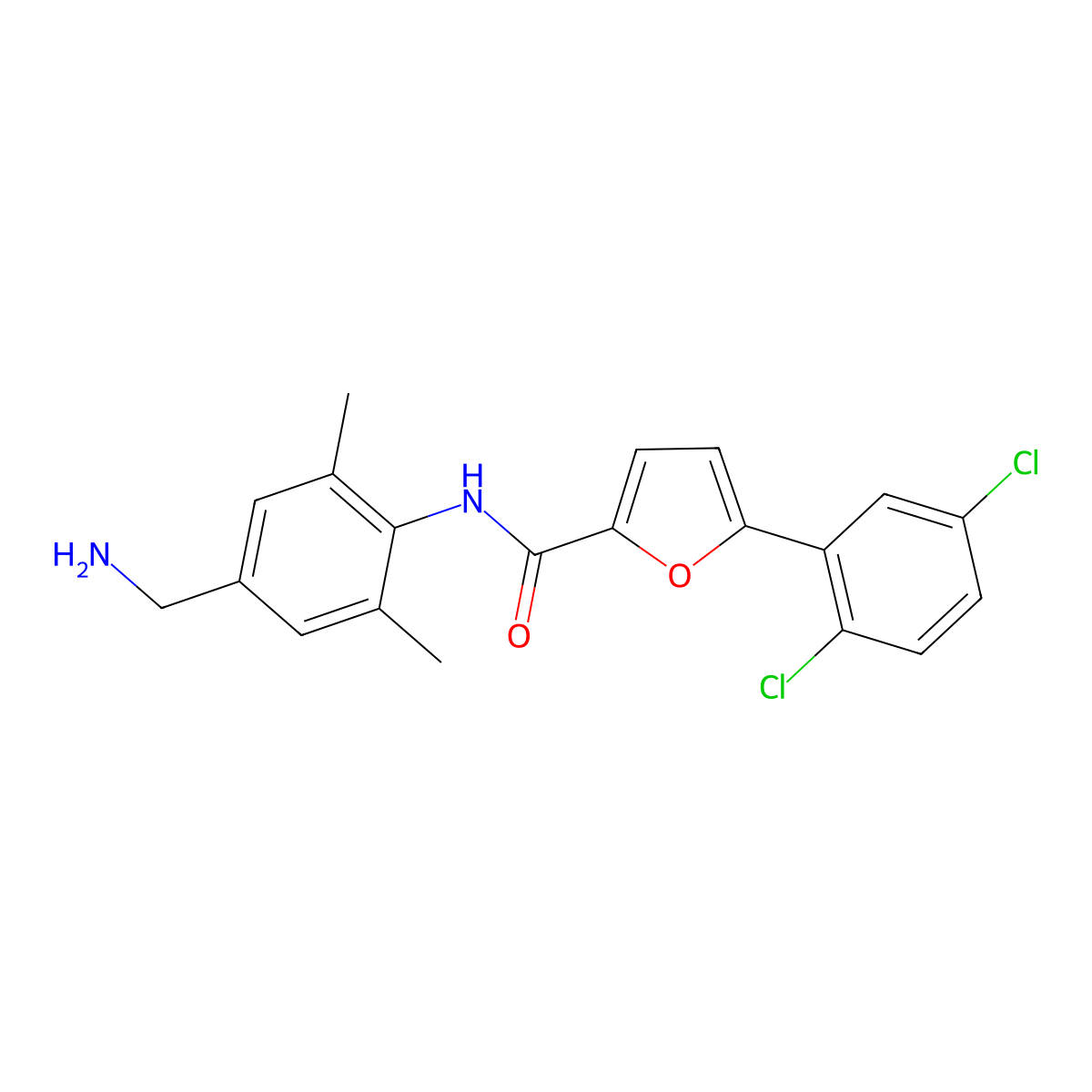 N-(4-(aminomethyl)-2,6-dimethylphenyl)-5-(2,5-dichlorophenyl)furan-2-carboxamide molecular structure, CAS 1314212-39-9