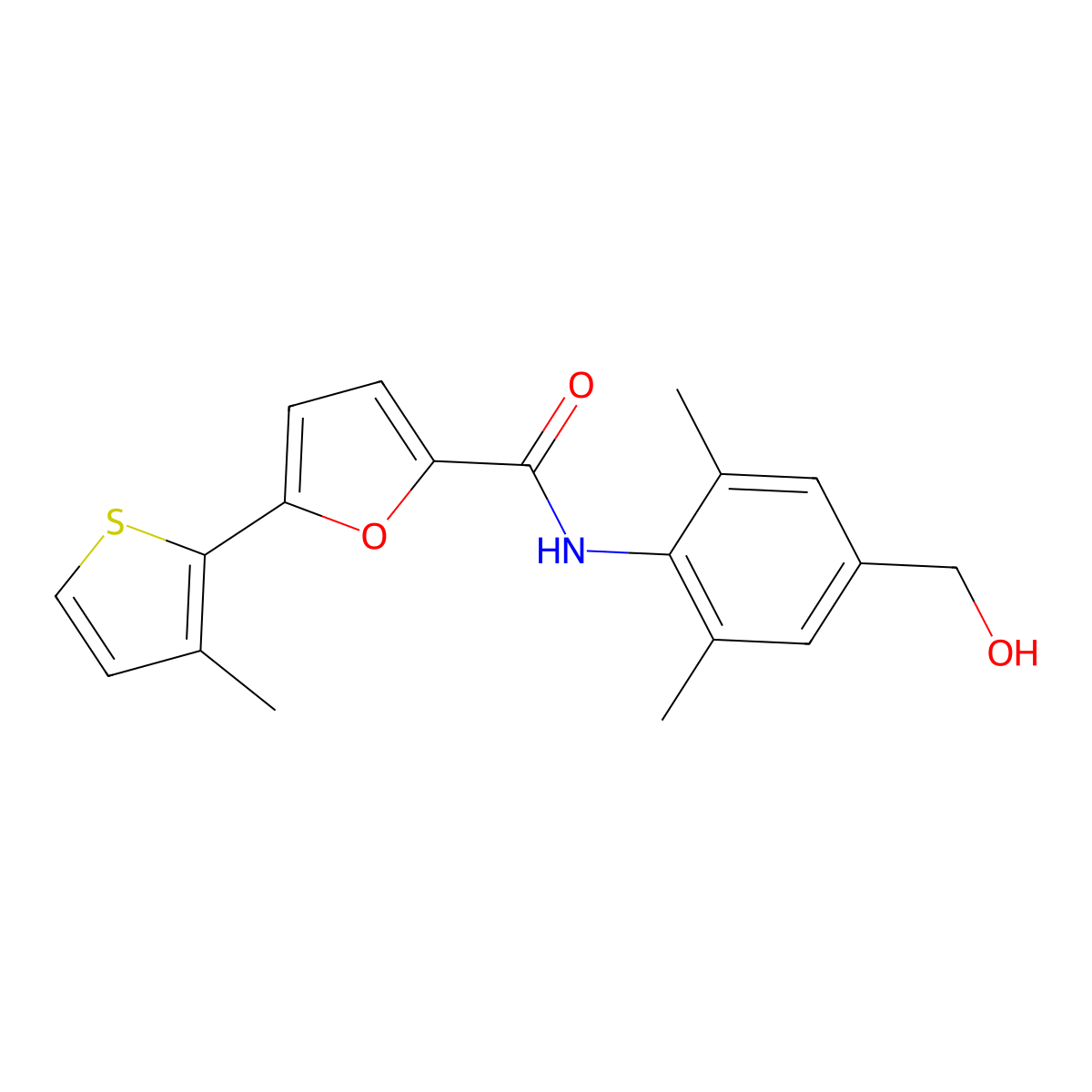 N-[4-(hydroxymethyl)-2,6-dimethylphenyl]-5-(3-methylthiophen-2-yl)furan-2-carboxamide molecular structure, CAS 1314212-81-1