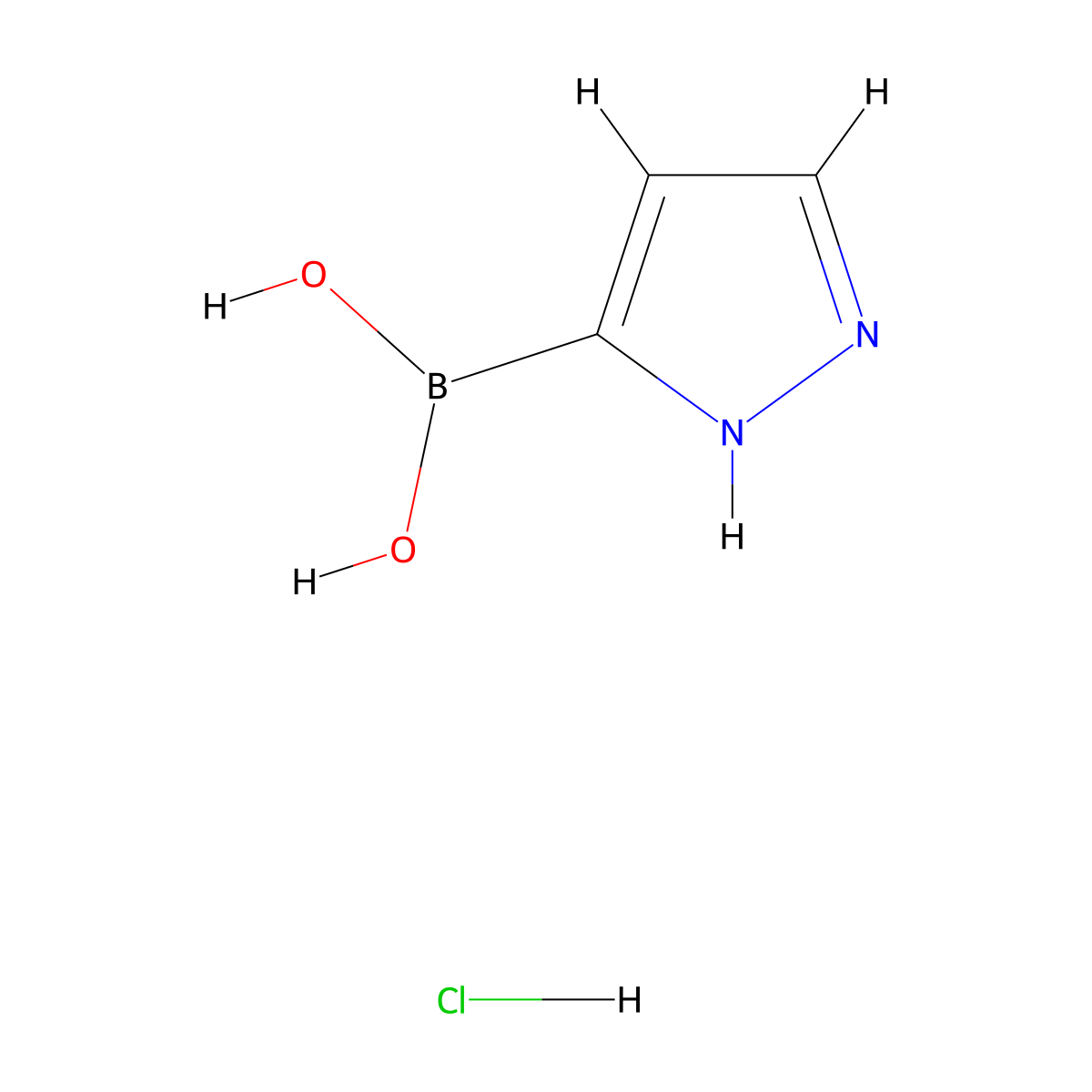 (1H-Pyrazol-3-yl)boronic acid hydrochloride molecular structure, CAS 1314216-33-5