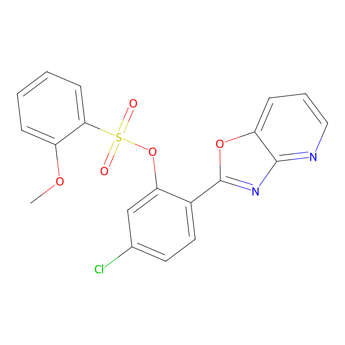 5-Chloro-2-[1,3]oxazolo[4,5-b]pyridin-2-ylphenyl 2-methoxy-1-benzenesulfonate molecular structure, CAS 1314217-73-6