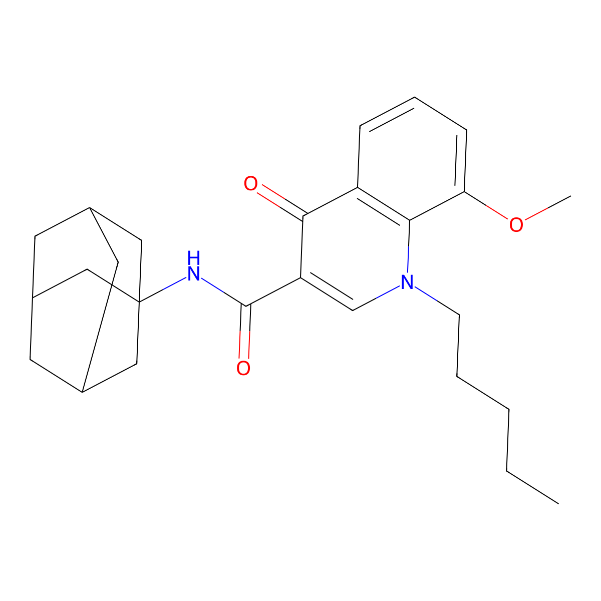 N-(adamantan-1-yl)-8-methoxy-4-oxo-1-pentyl-1,4-dihydroquinoline-3-carboxamide molecular structure, CAS 1314230-69-7
