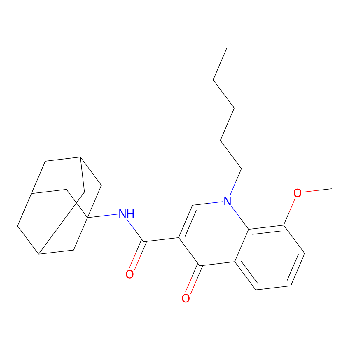 N-(adamantan-1-yl)-8-methoxy-4-oxo-1-pentyl-1,4-dihydroquinoline-3-carboxamide molecular structure, CAS 1314230-69-7