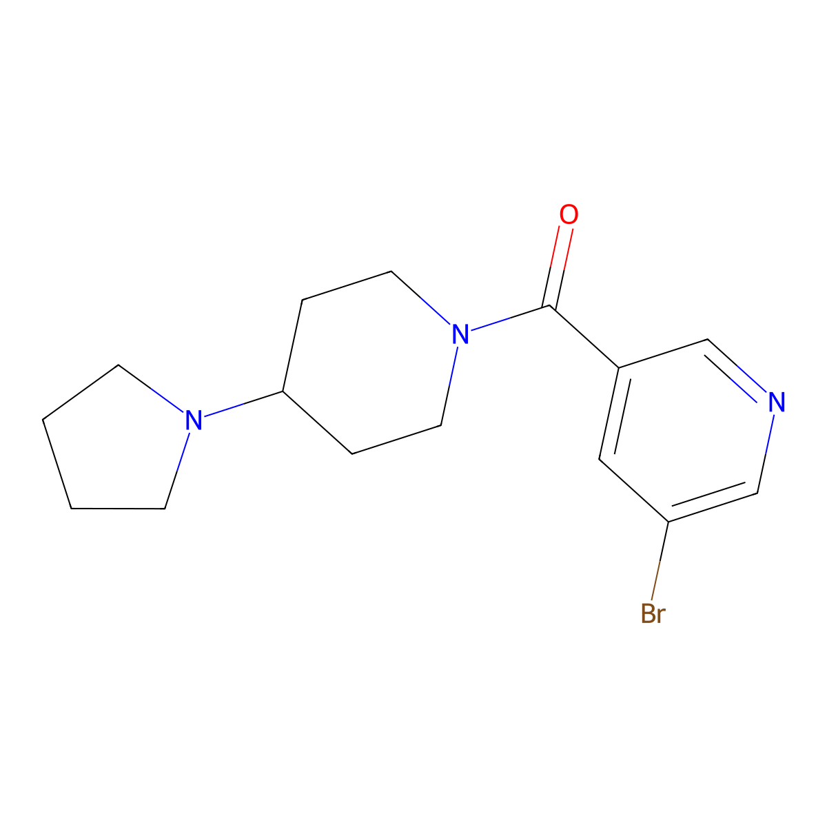 (5-Bromopyridin-3-yl)-(4-pyrrolidin-1-ylpiperidin-1-yl)methanone molecular structure, CAS 1314241-44-5