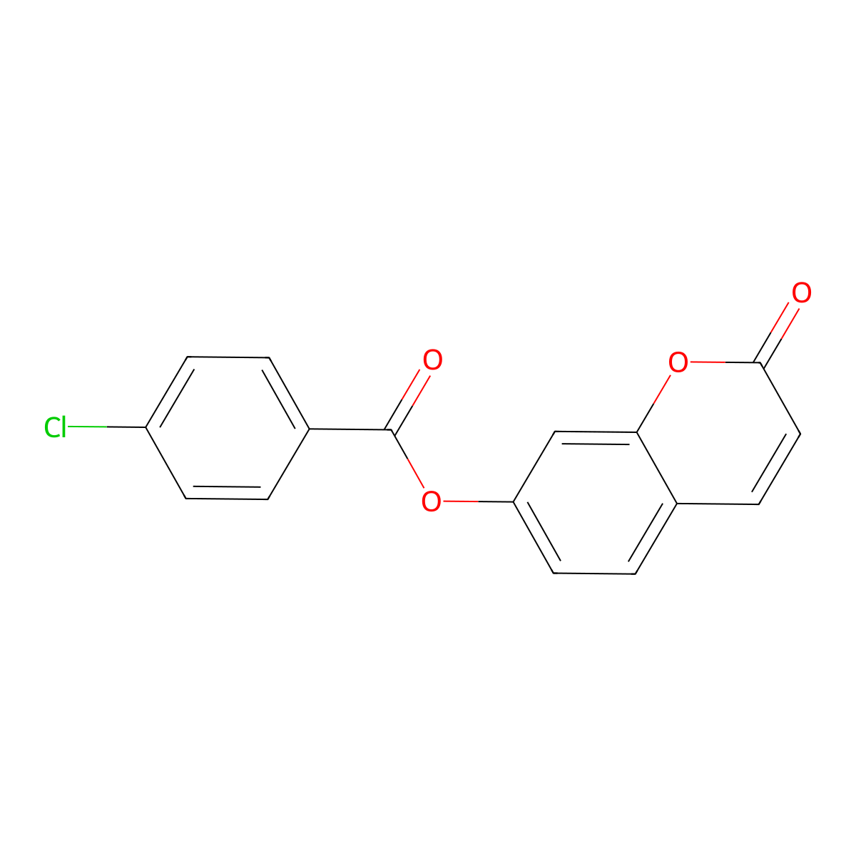 2-oxo-2H-chromen-7-yl 4-chlorobenzoate molecular structure, CAS 131425-60-0