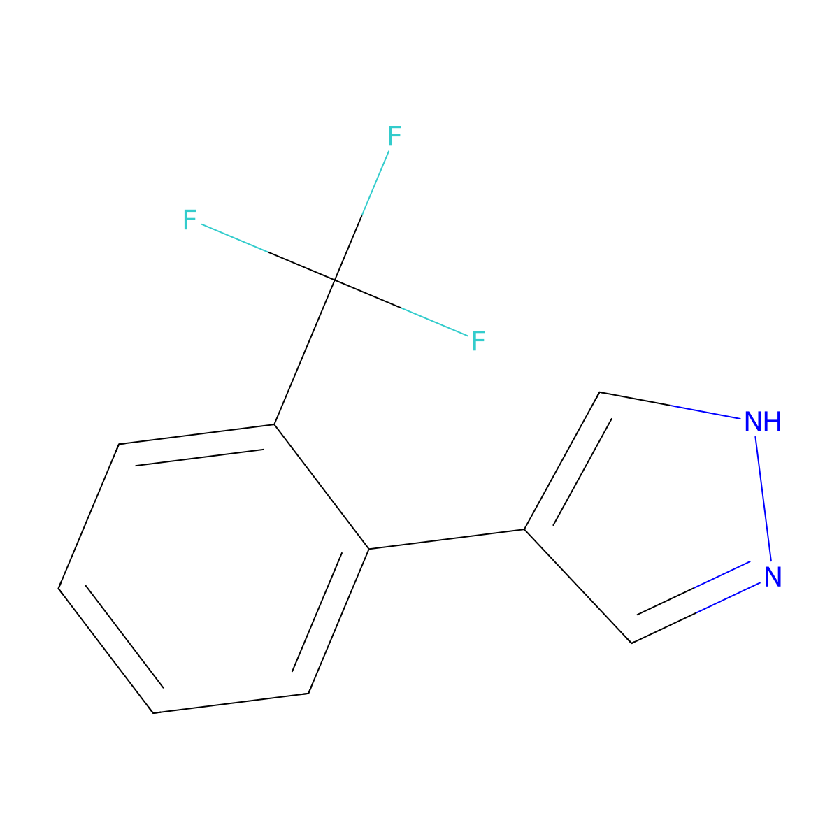 4-[2-(trifluoromethyl)phenyl]-1H-pyrazole molecular structure, CAS 1314251-63-2