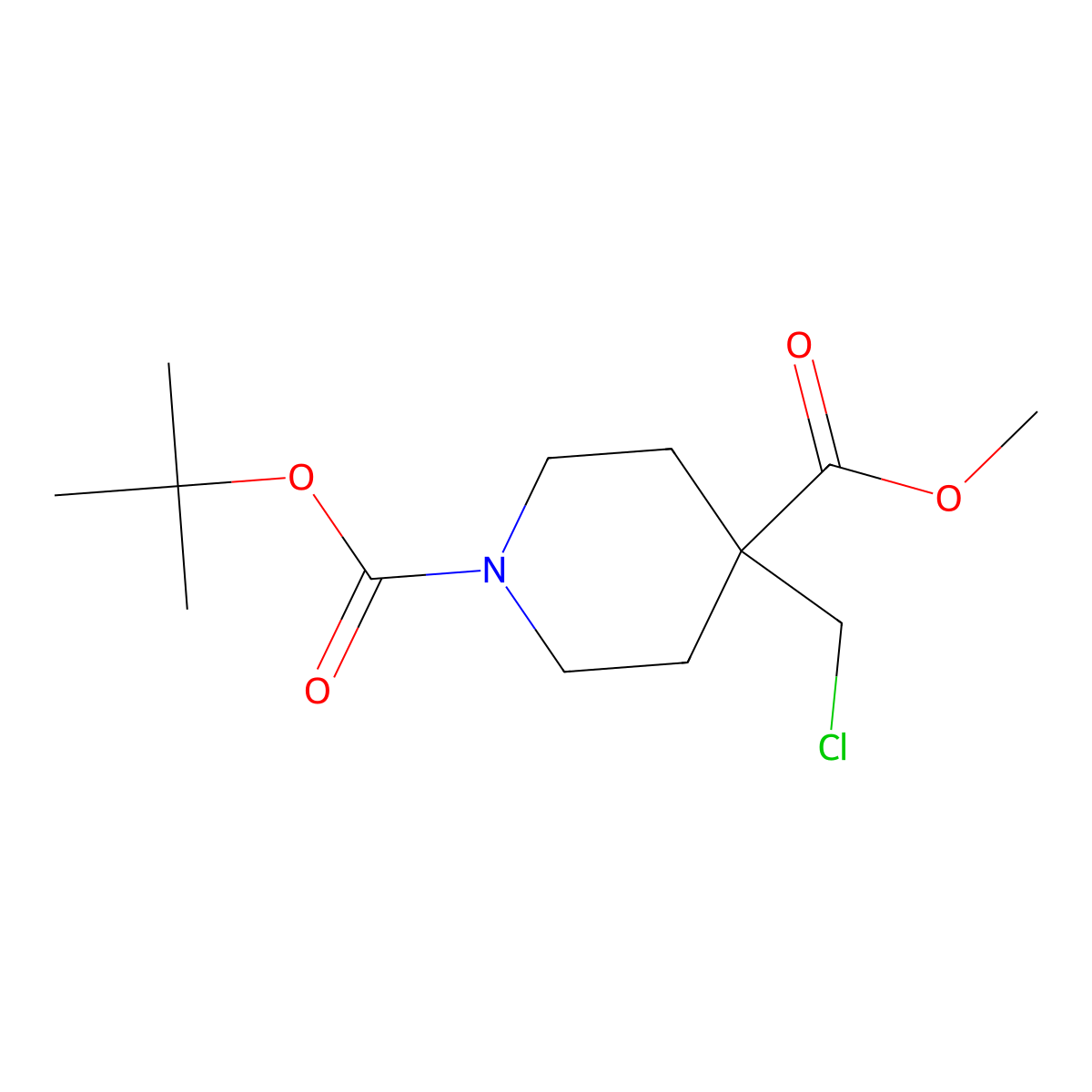 Methyl 1-Boc-4-(chloromethyl)piperidine-4-carboxylate molecular structure, CAS 1314319-01-1