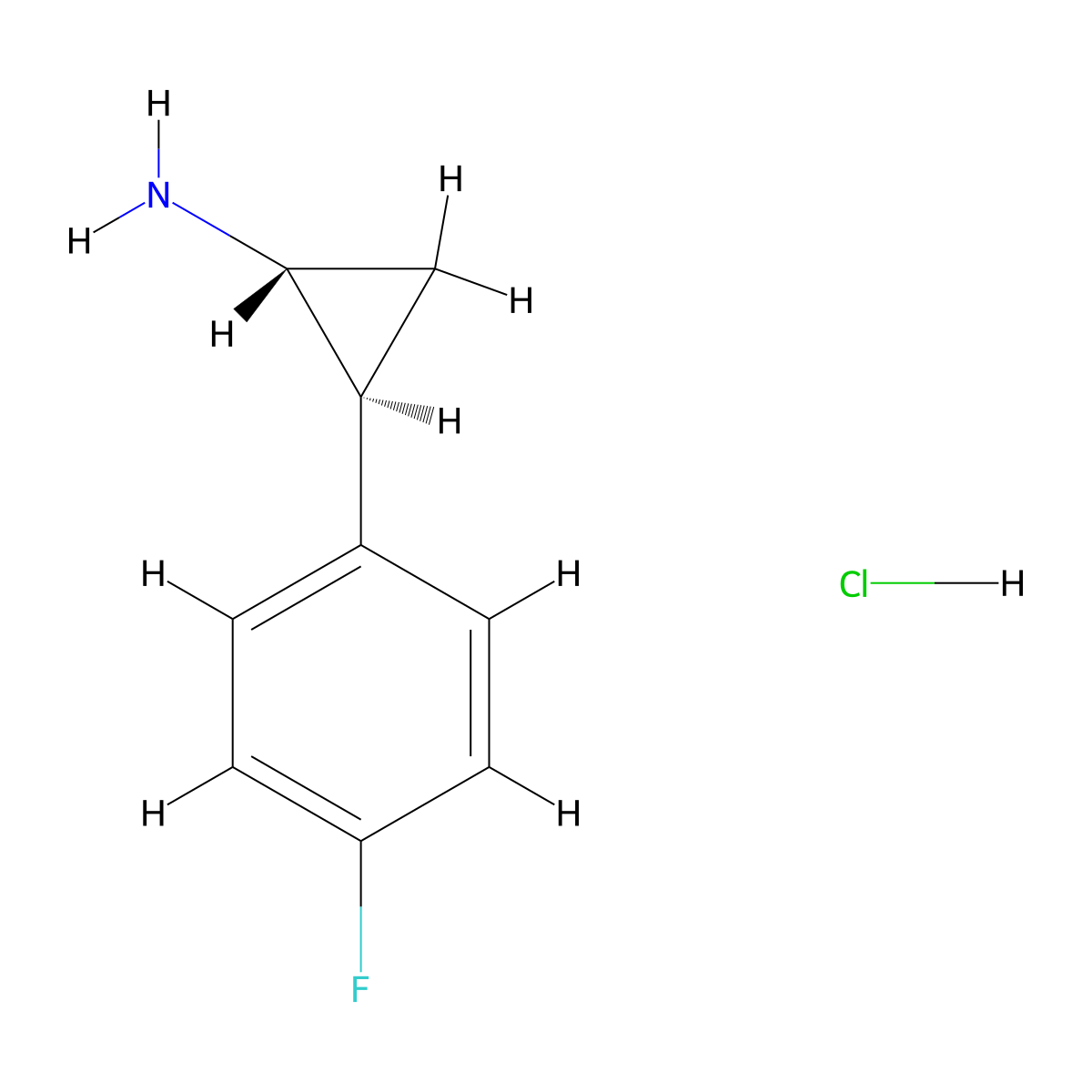 (1R,2S)-2-(4-Fluorophenyl)cyclopropanamine hydrochloride molecular structure, CAS 1314324-00-9